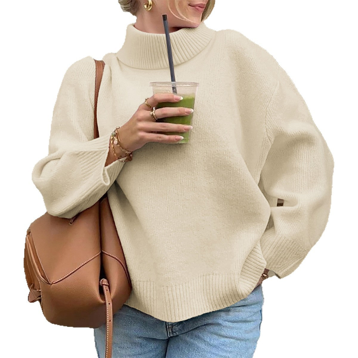 Women's Casual Woolen Solid Color Long Sleeve Sweaters