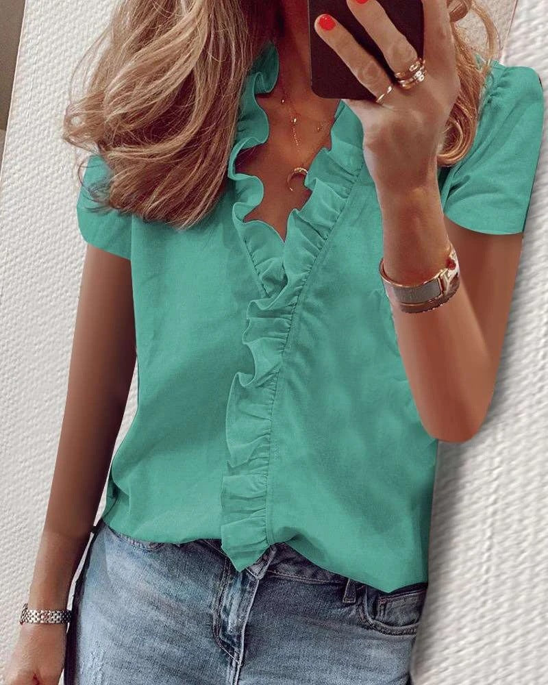 Women's Classy Comfortable Long Sleeve Ruffle Blouses