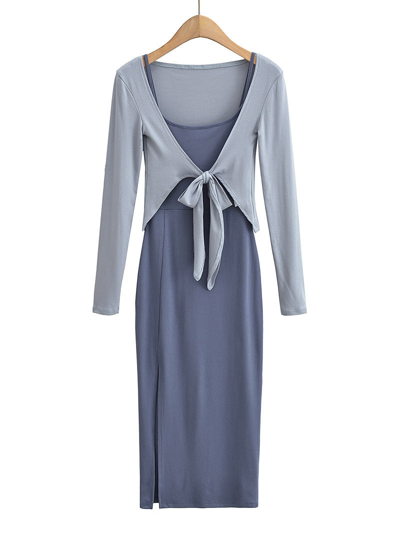 Dark Light Contrast Color Wear Bottoming Dresses