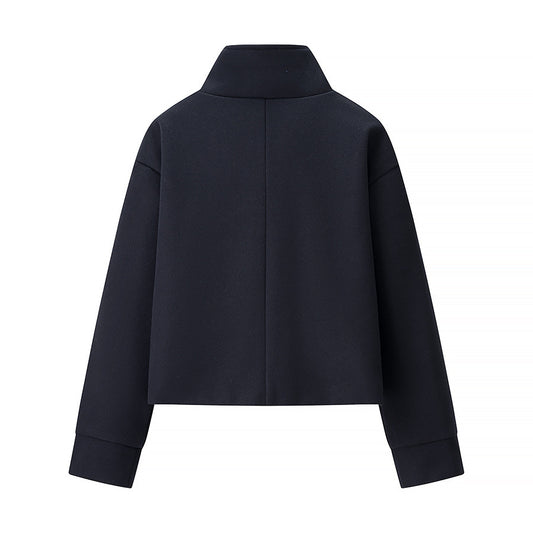 Women's Stand Collar Single-breasted Temperament Woolen Coats