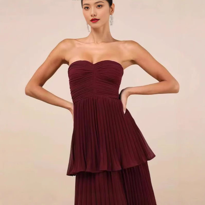 Women's Pleated Beach Tube Cake Dress Senior Dresses