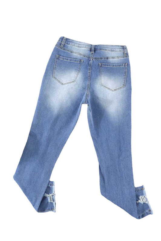 Women's Slouchy Beautiful Ripped Tassel Slimming Jeans