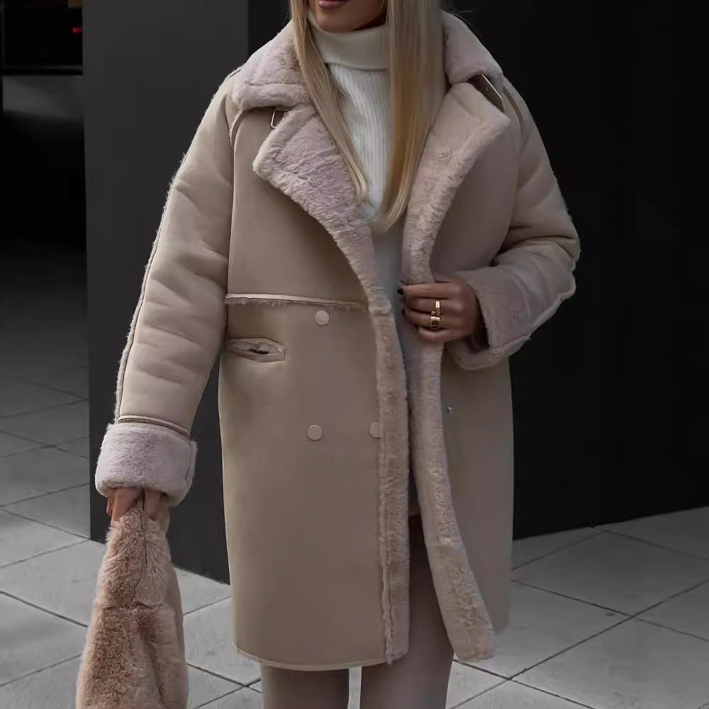 Winter Fur Suede Collar Long Sleeve Coats