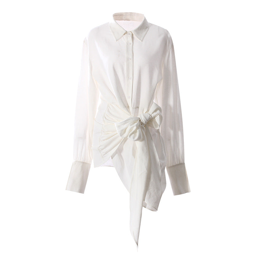 Women's Design Sense Niche Bow Long Sleeve Tops