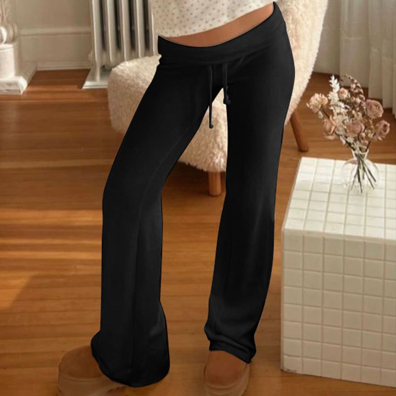 Women's Vacation Style Design Waist Solid Color Pants