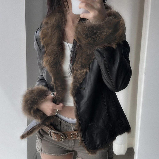 Color Burr Design Tight Slimming Long Jackets