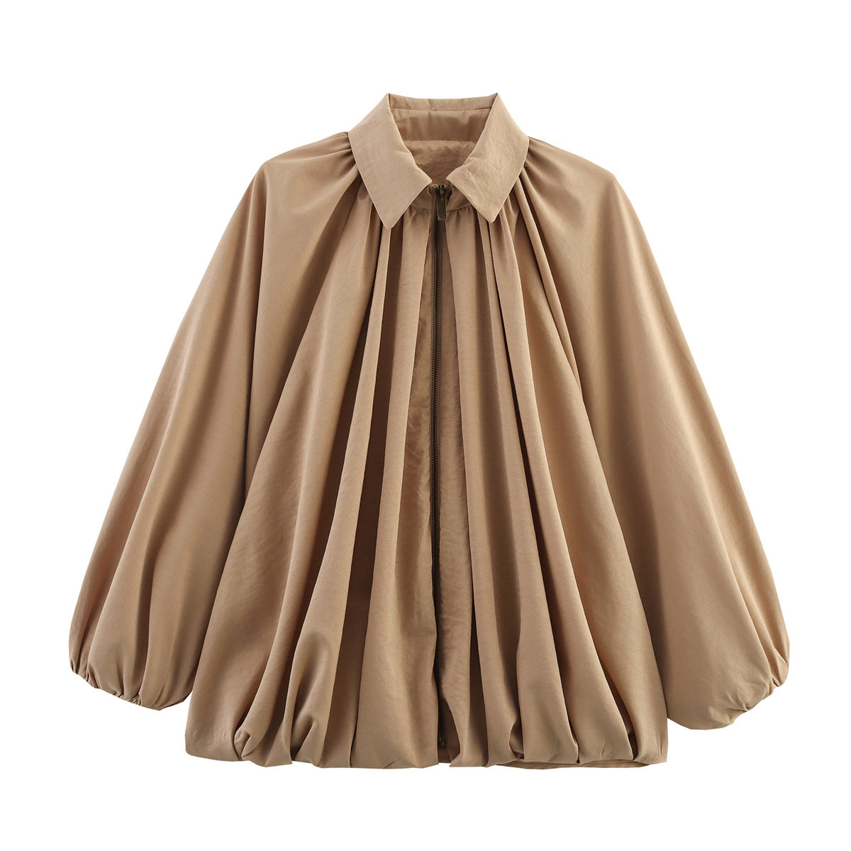 Women's Fashion Casual Puff Sleeve Poplin Shirt Blouses