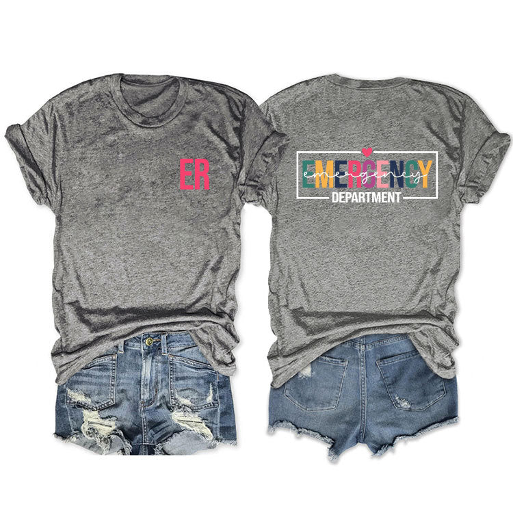 Double-sided Printed Short-sleeved Lettered Casual T-shirt Blouses