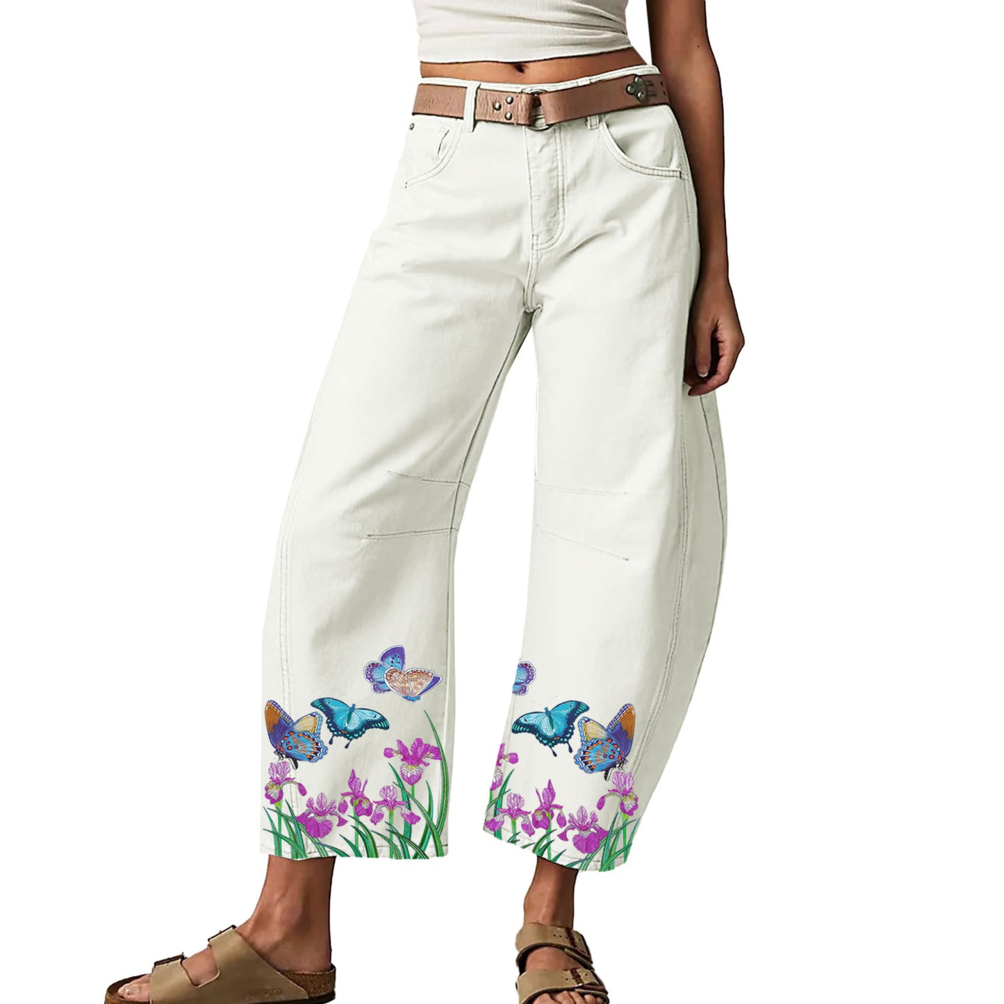 Fashionable Printed Loose Casual Slim Stretchy Jeans