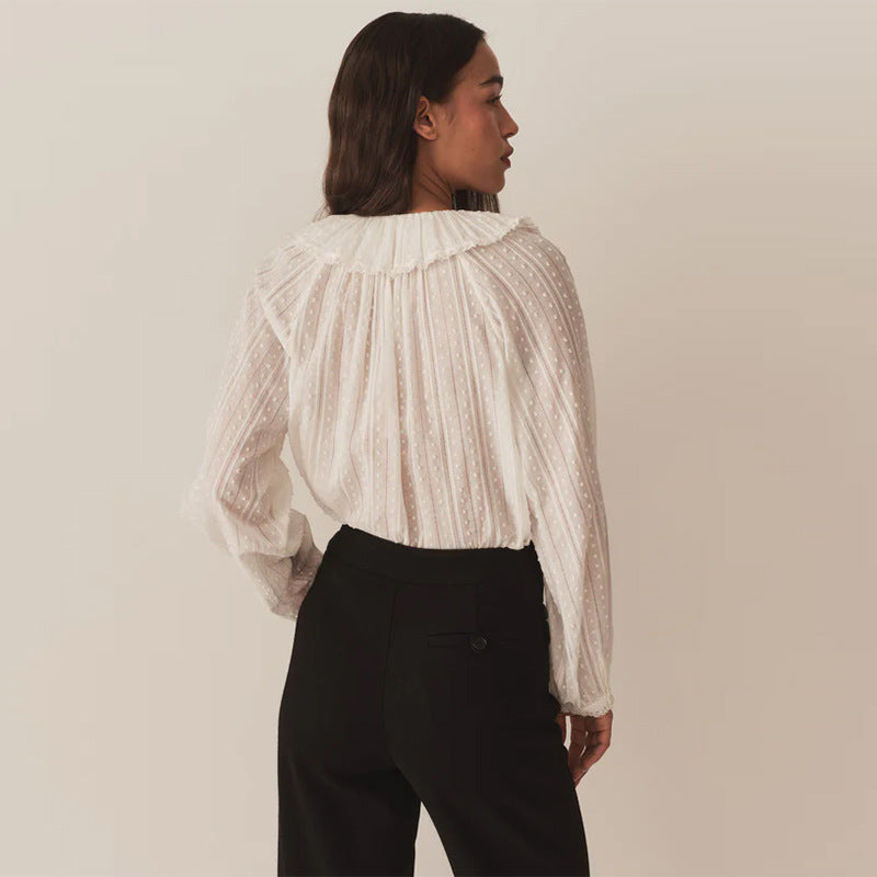 Lapel Doll Collar Cotton Loose Shirt Blouses
