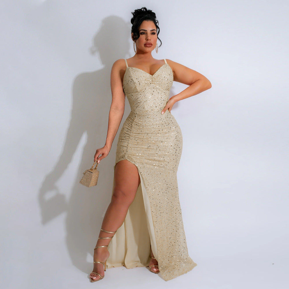 Sequin Sling Formal Dress Host Banquet Dresses