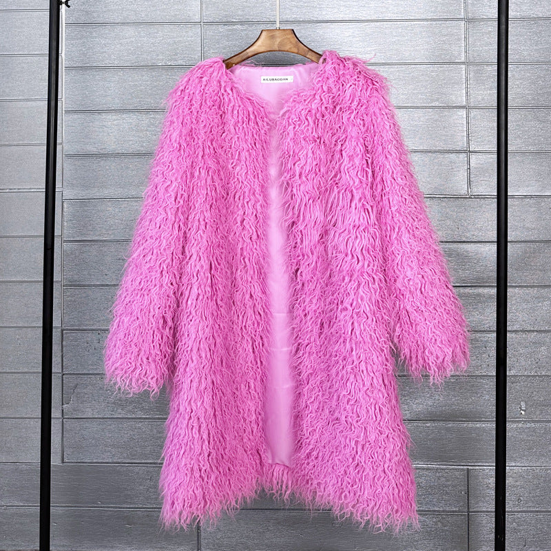 Fur Imitation Tan Wool Lamb Extended Coats