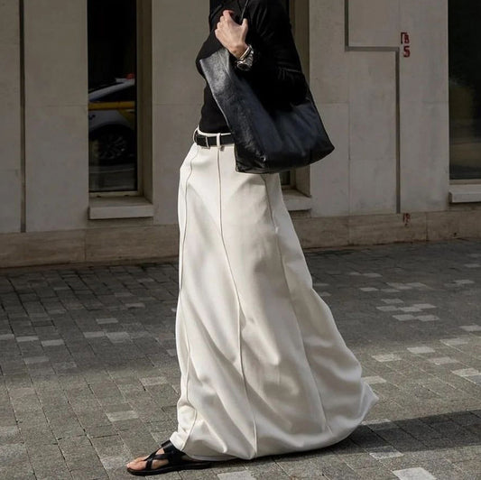 Women's Style Milky White Commuter Mopping Loose Profile Skirts