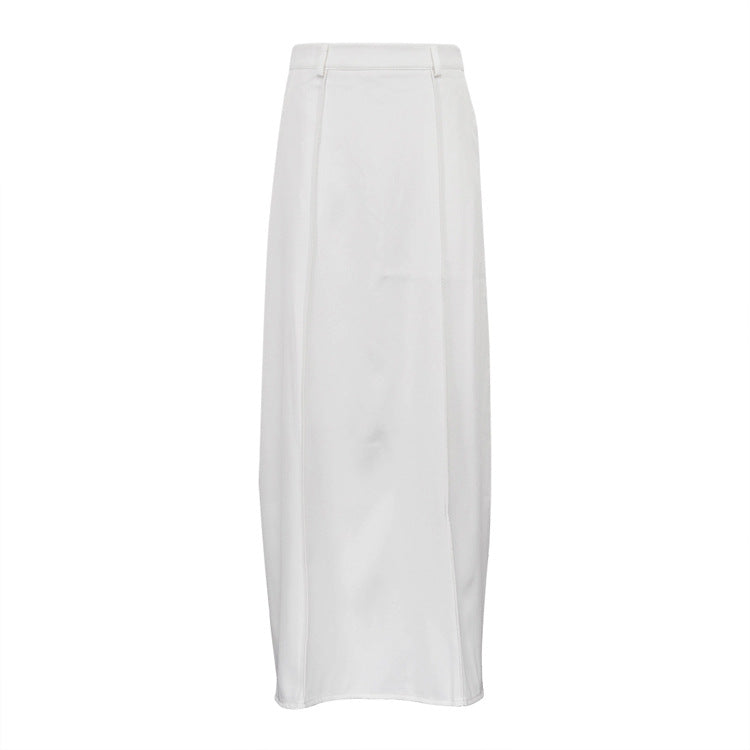 Women's Style Milky White Commuter Mopping Loose Profile Skirts