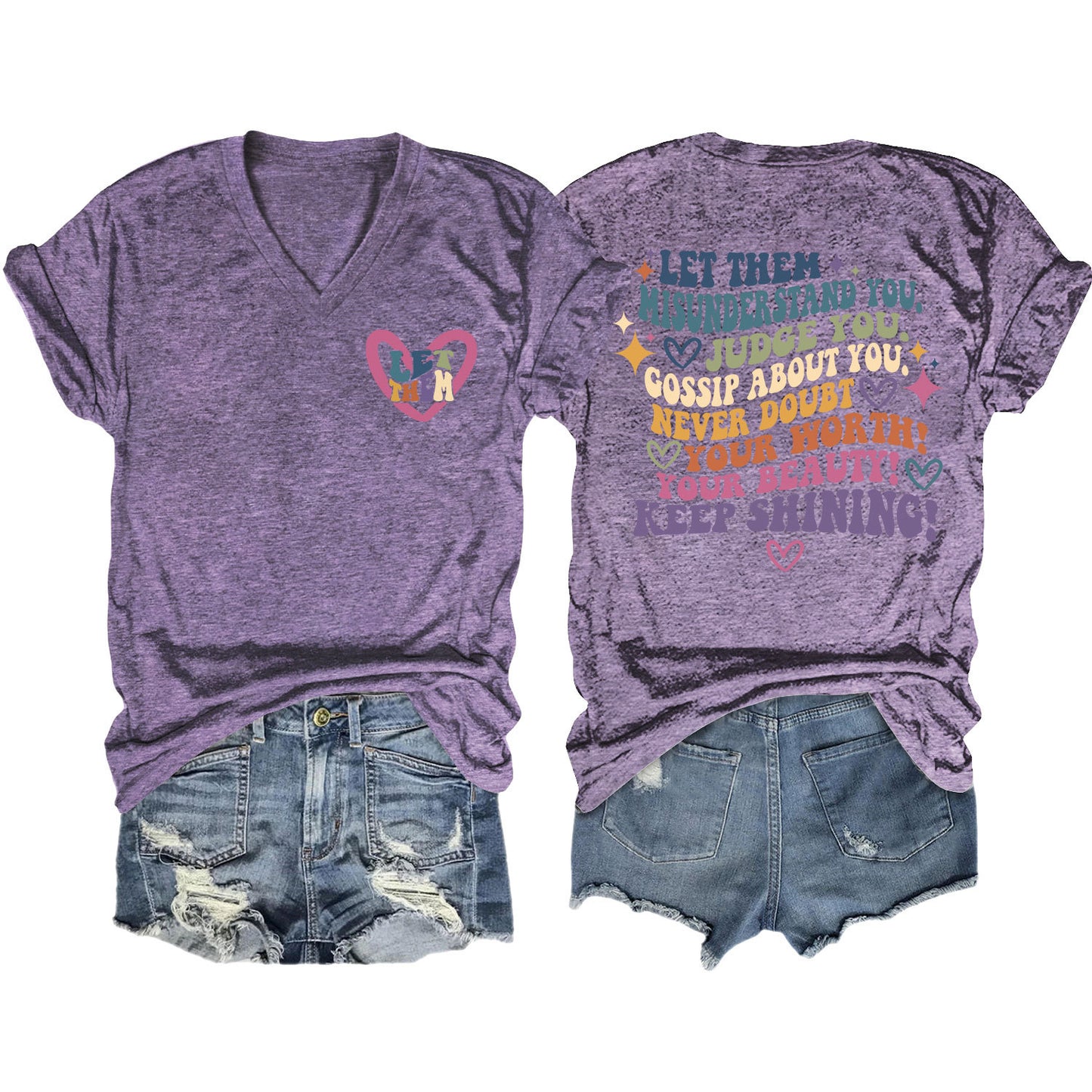 Women's Funny Letter Elegant T-shirt Duplex Printing Blouses