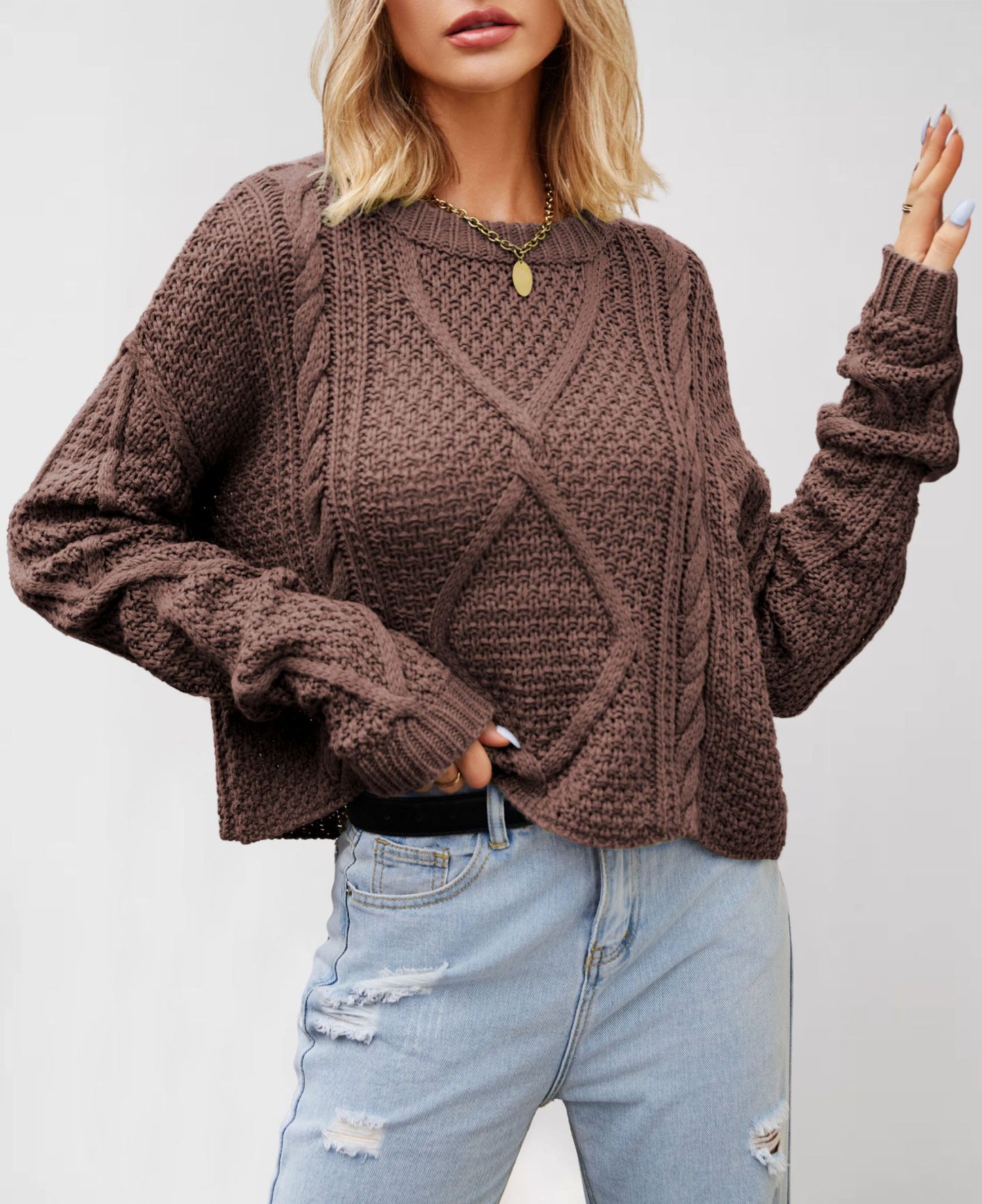 Women's Twist Twisted Rope Loose Thick Needle Sweaters