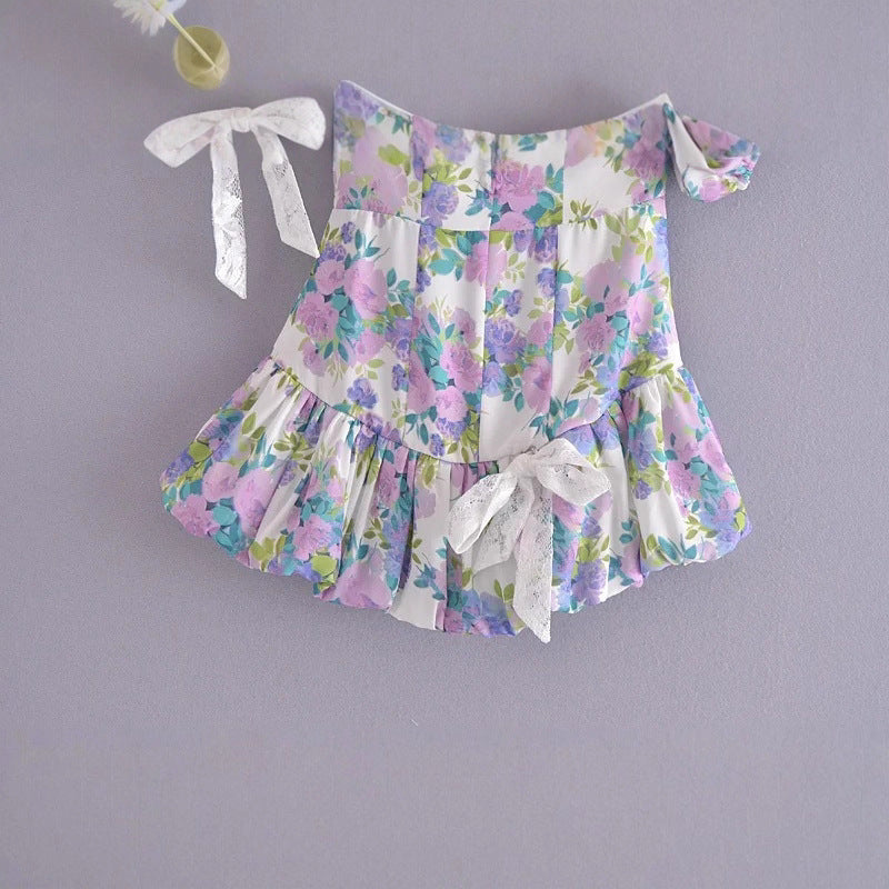 Romantic Fantasy Asymmetric Puff Sleeve Dress Skirts