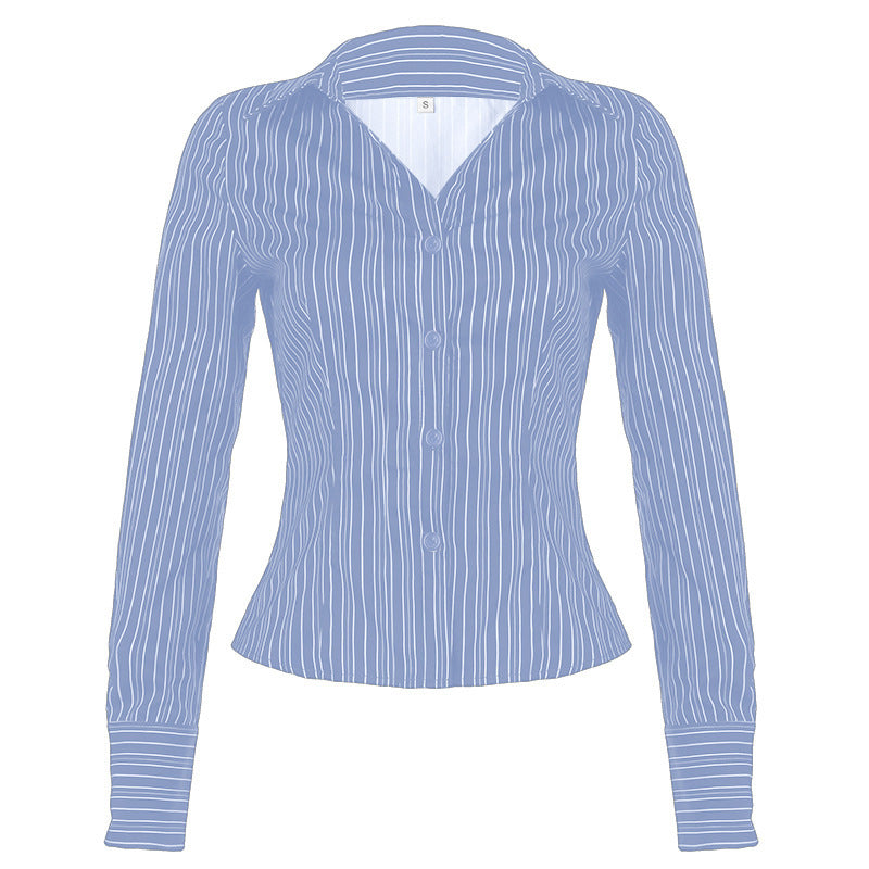 Women's Summer Lapel Breasted Long Sleeve Slim Blouses