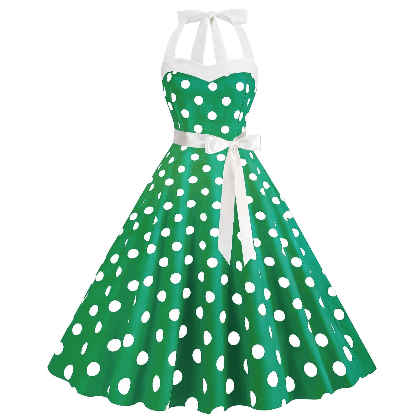 Hepburn Style Polka Dot Print Large Dresses