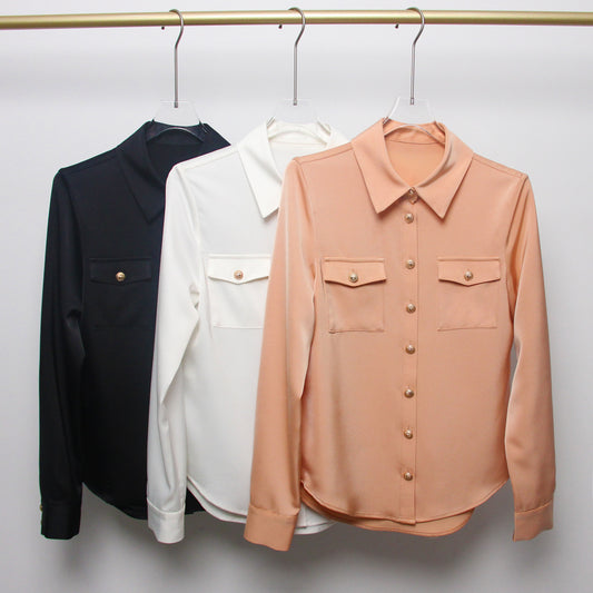 Elegant Satin Shirt Comfortable Versatile Casual Blouses