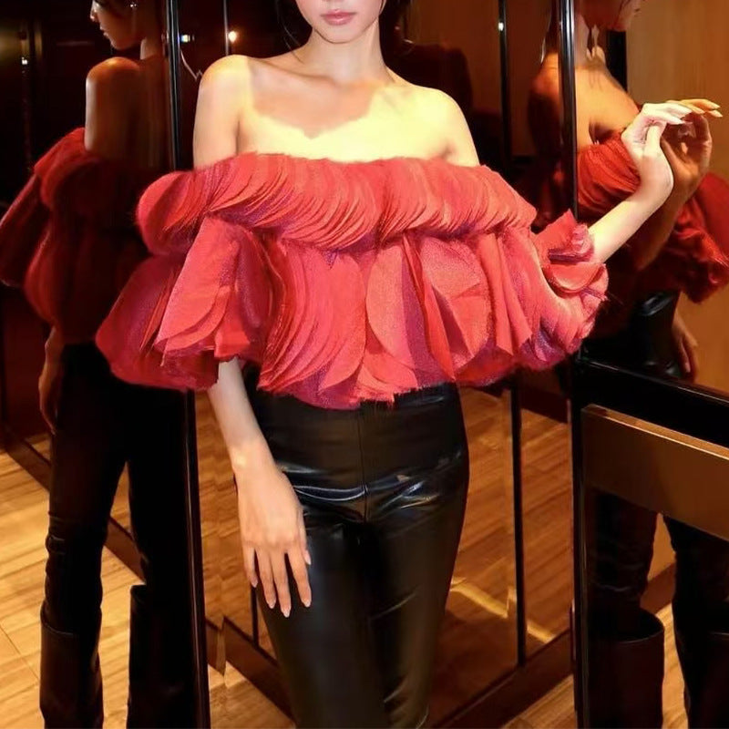 Women's Elegant Solid Color Autumn High-grade Puff Sleeve Loose Slimming Blouses