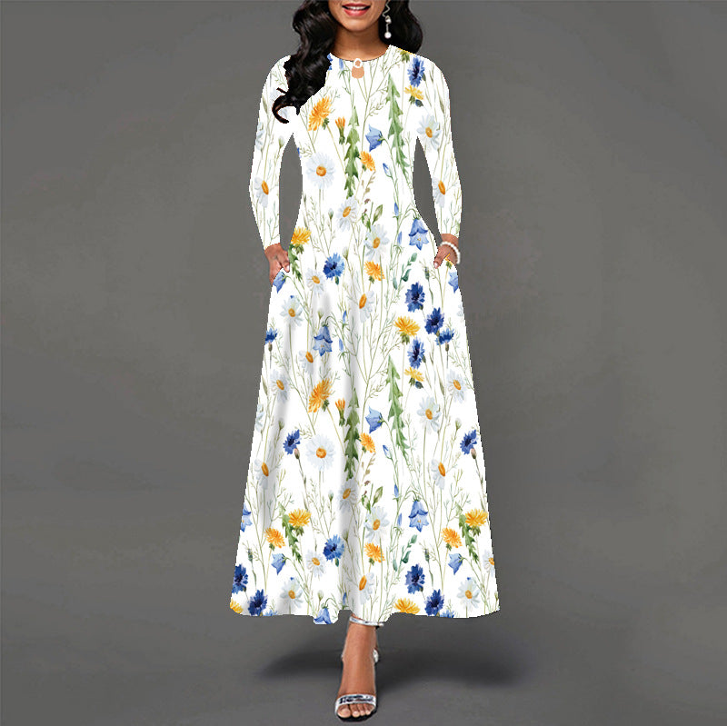 Women's Dress Loose Long Sleeve High Waist Dresses