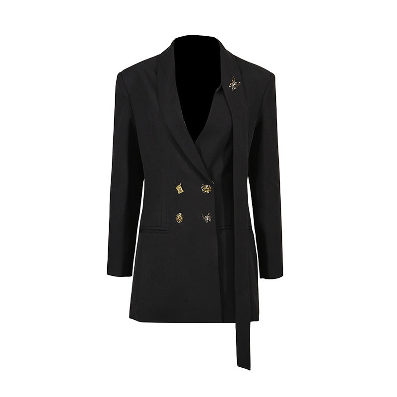 Women's Figure Flattering Fashion Design Metal Button Blazers