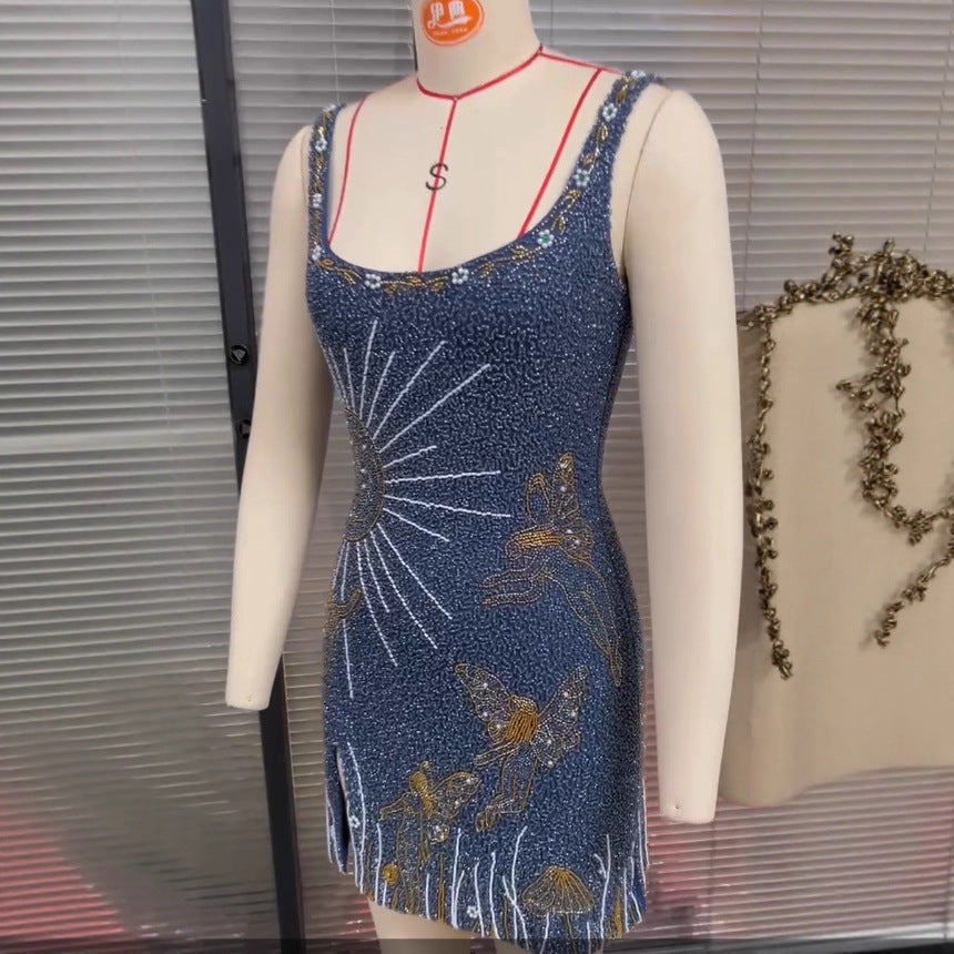 Strap Type Printed Urban Leisure Sun Dresses