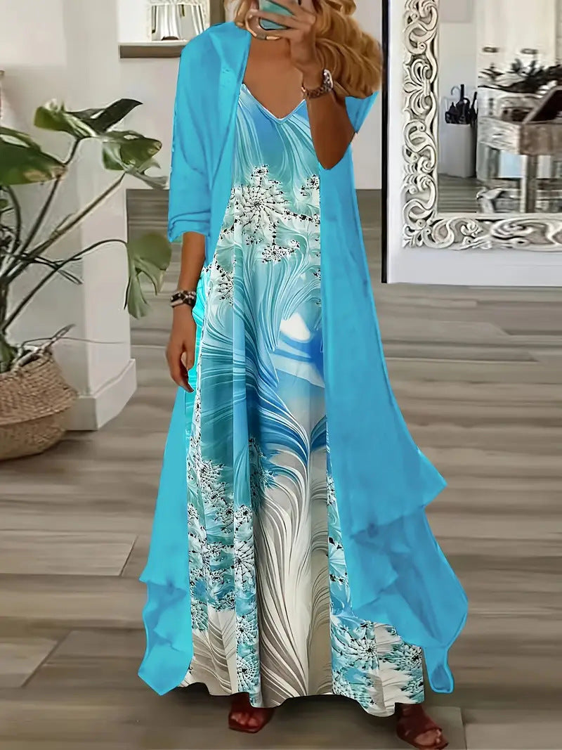 Summer Long Sleeve Loose Floral Totem Dresses