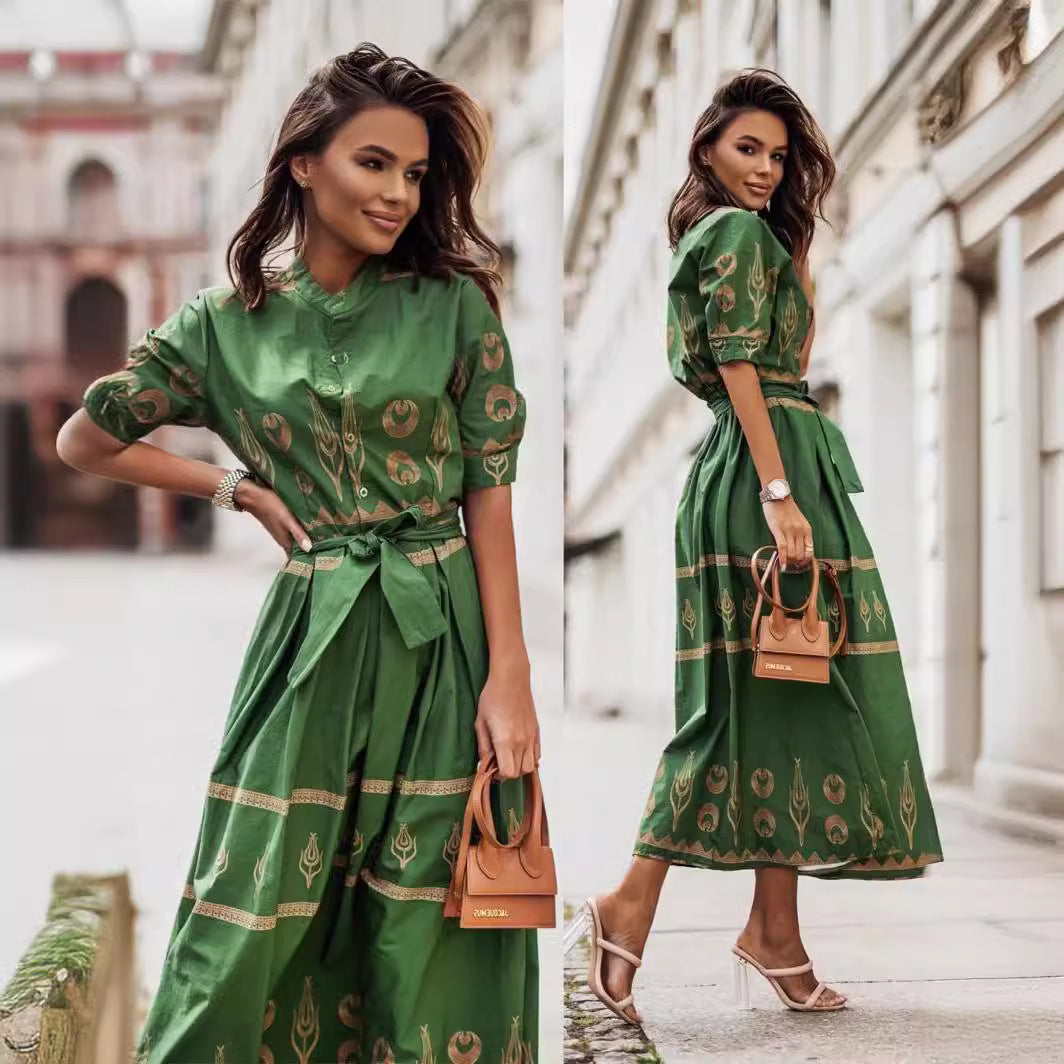 Women's Glamorous Dress Printed Lace Up Dresses