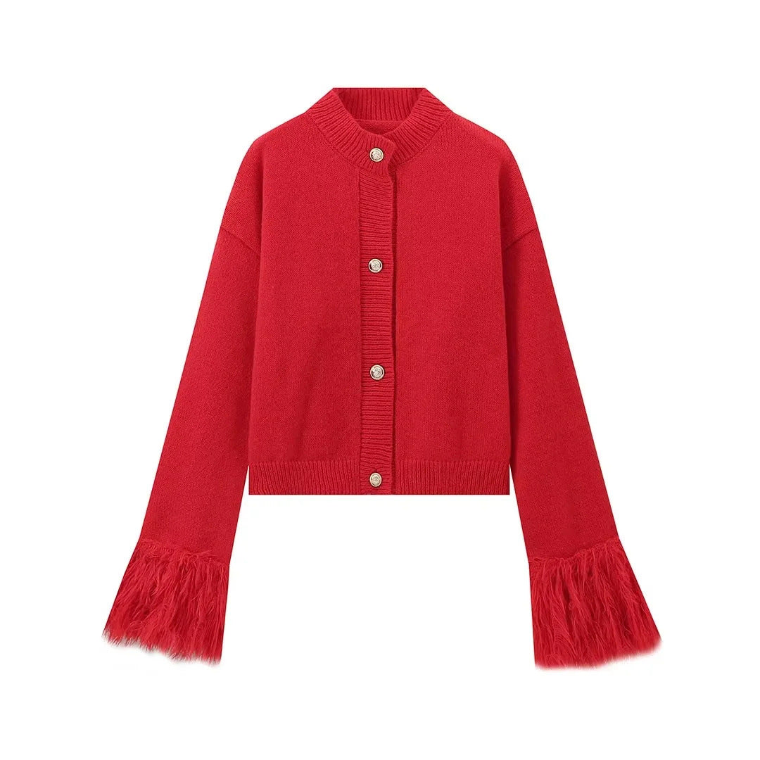 Women's Fashion Classy Cuff Fur Stitching Sweaters