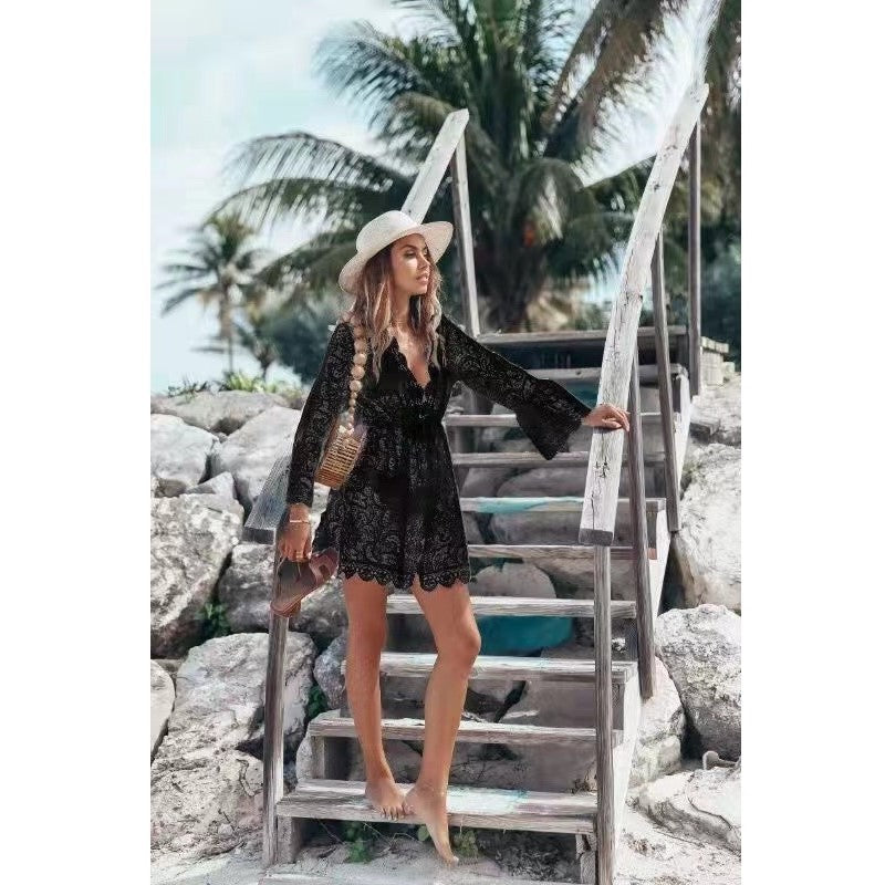Bikini Sexy Sun Protection Shirt Lace Blouses