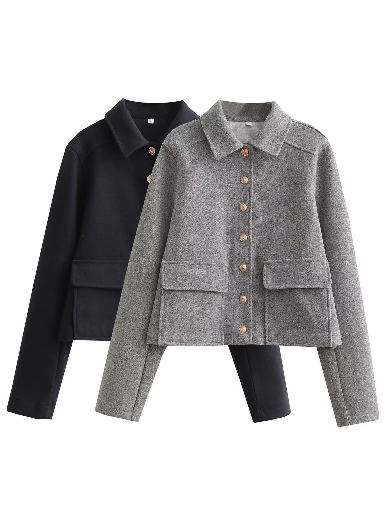 Women's Lapel Single Breasted Soft Metal Buckle Coats