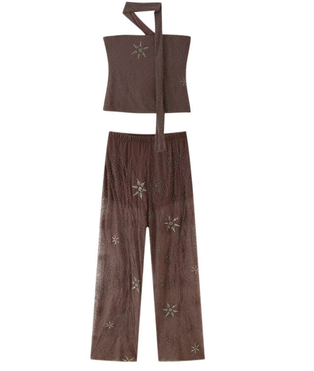 Women's Fashion Personality Sequin Embroidery Light Diamond Pants