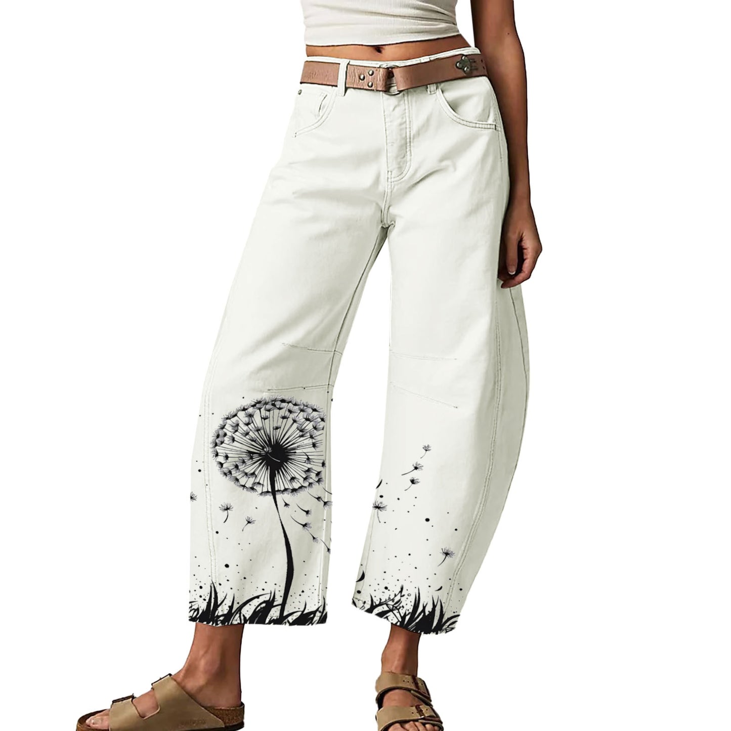 Fashionable Printed Loose Casual Slim Stretchy Jeans