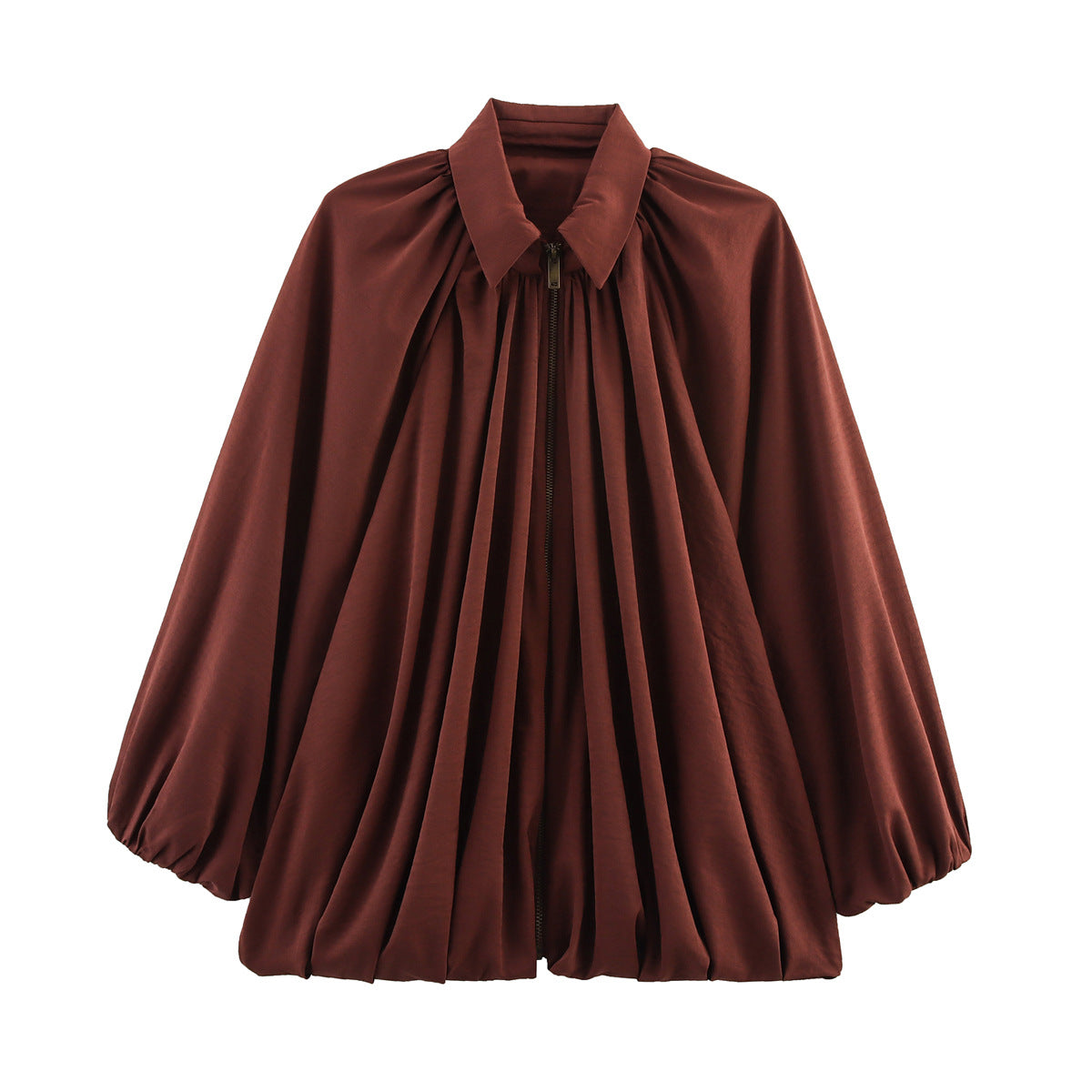 Women's Fashion Casual Puff Sleeve Poplin Shirt Blouses
