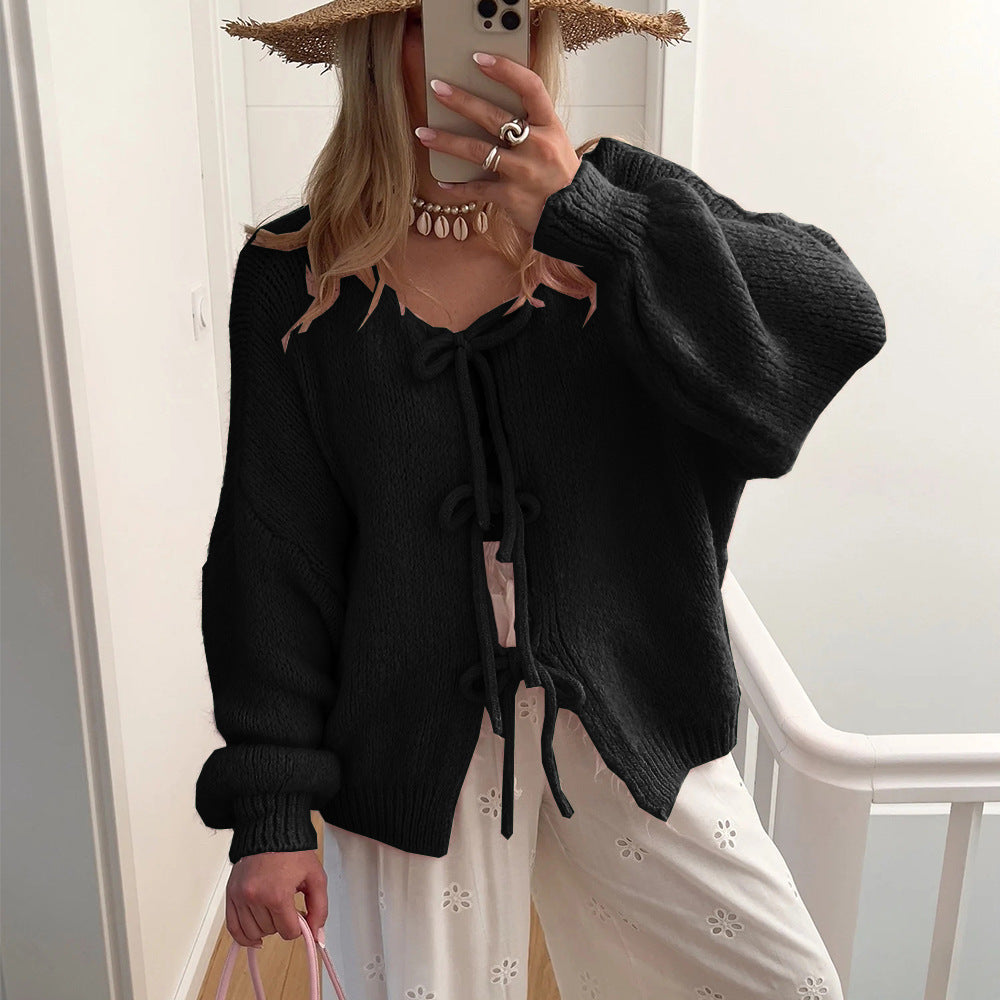 Women's Fashion Round Neck Long Sleeve Pink Sweaters