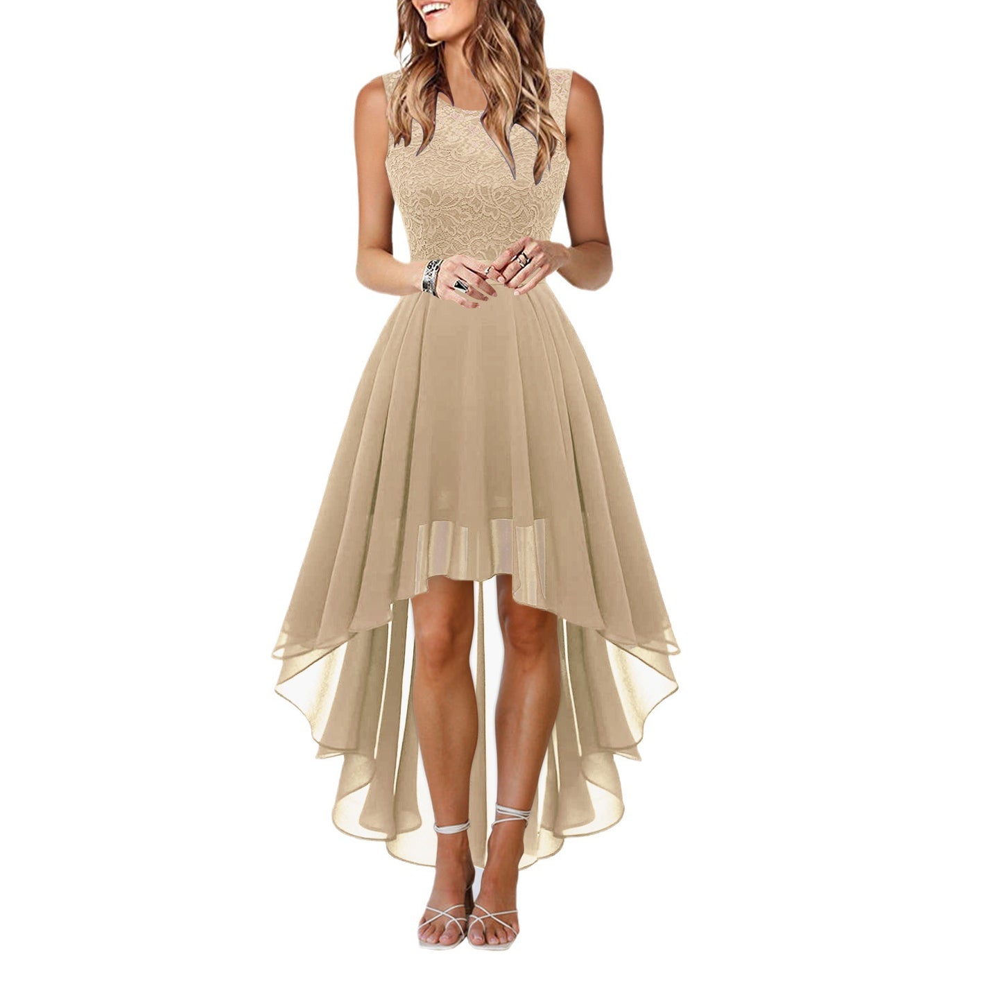 Charming Cinched Chiffon Dress Dinner Lace Dresses