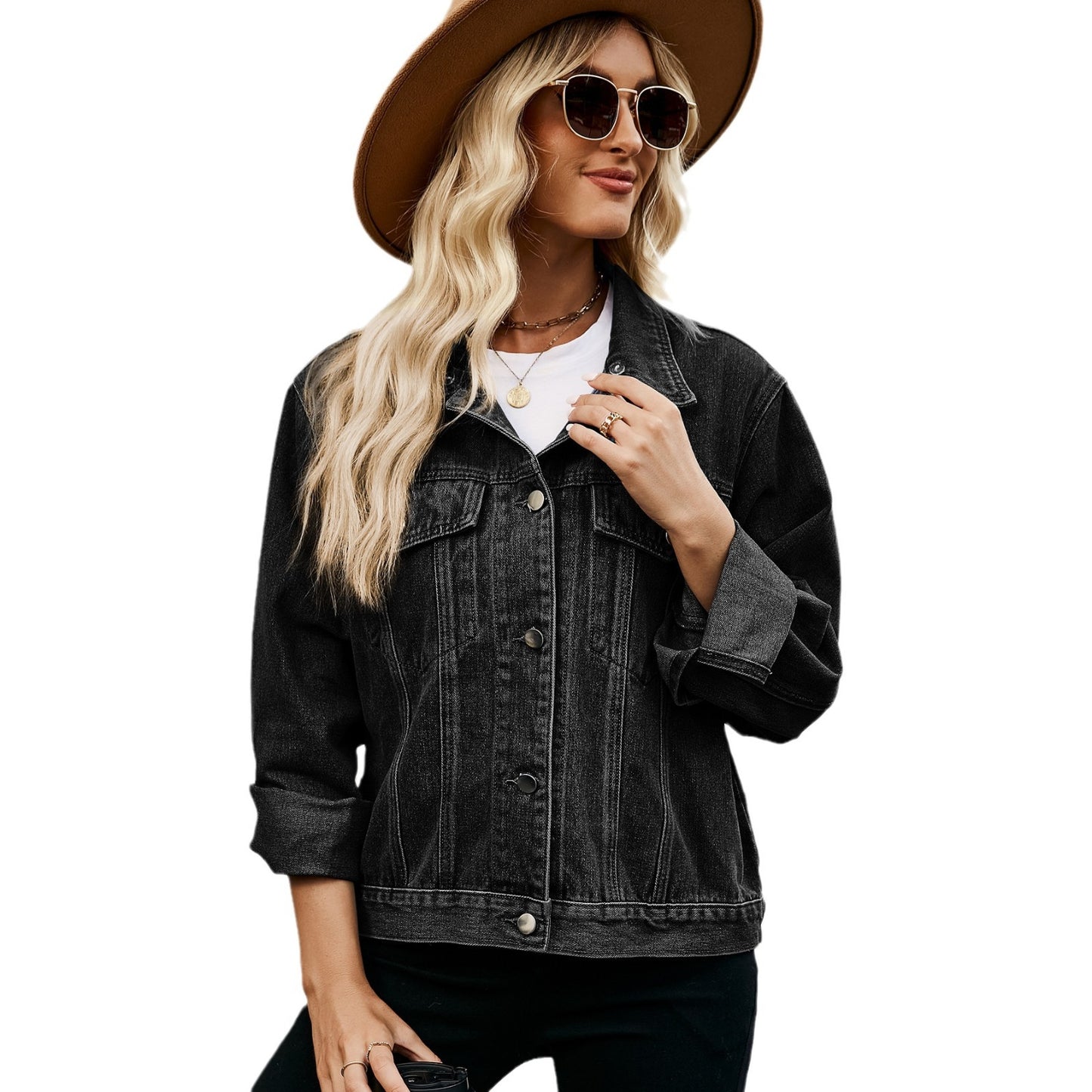 Women's Slouchy Innovative Washed Long-sleeved Denim Jackets