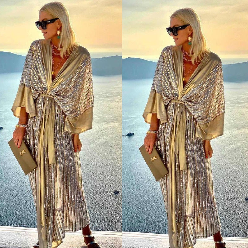 Sequin Batwing Sleeve Party Sequins Dress Dresses
