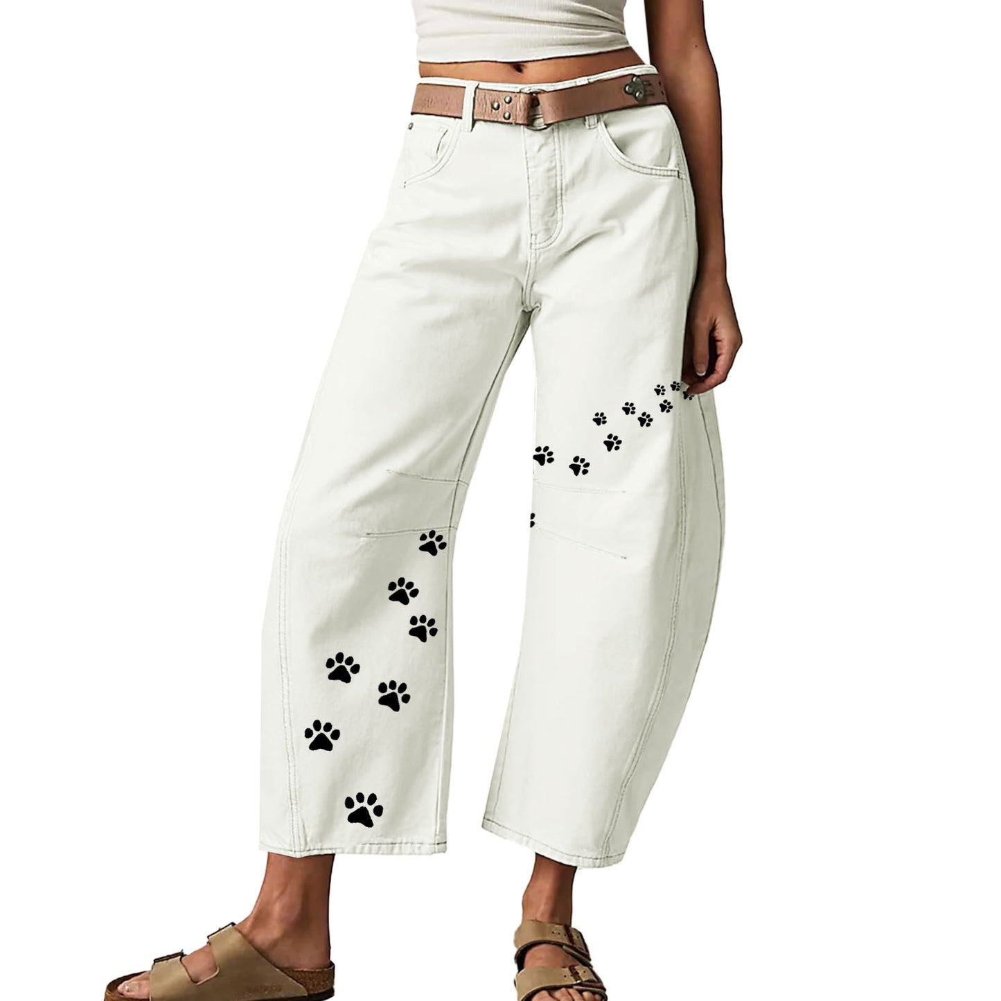 Fashionable Printed Loose Casual Slim Stretchy Jeans