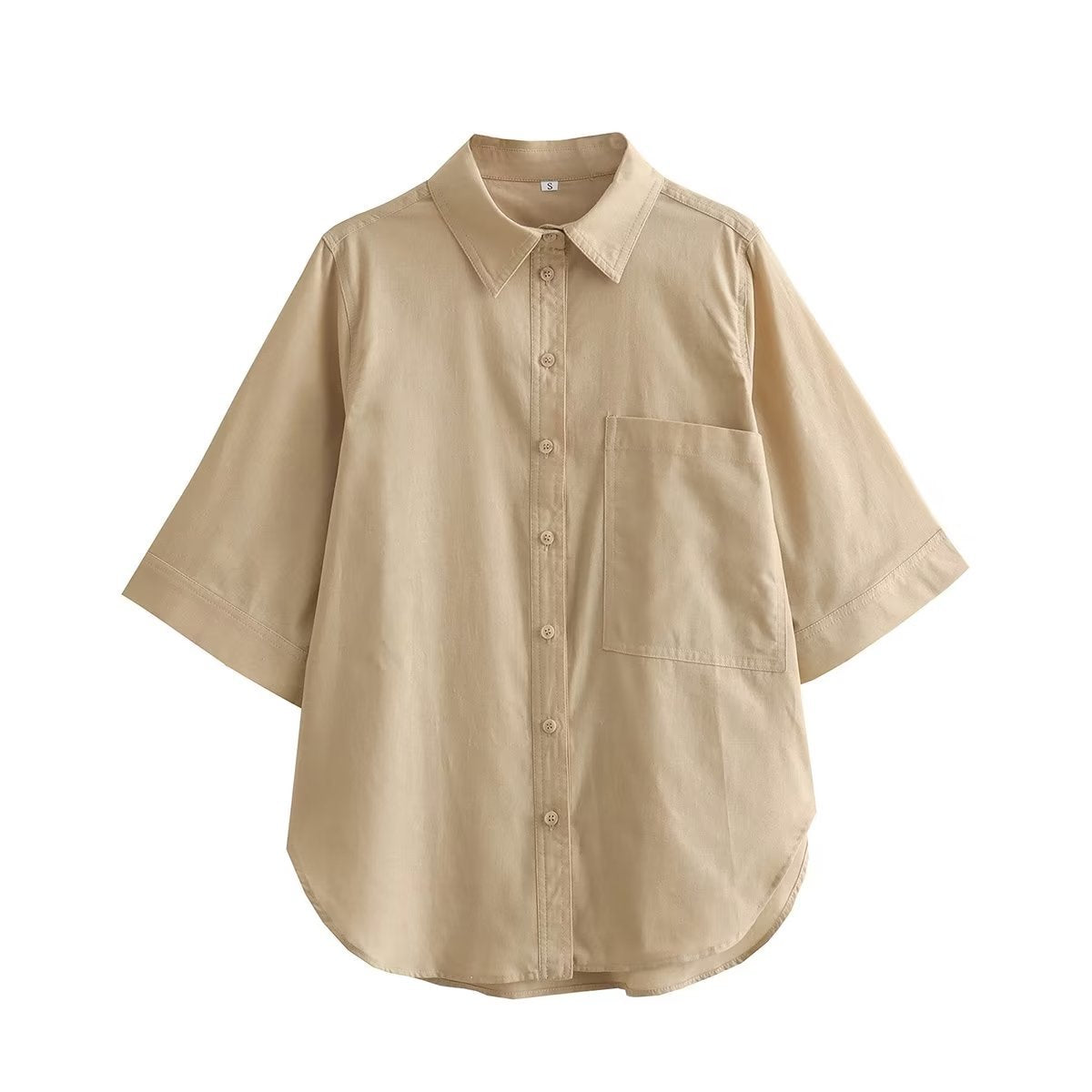 Women's Summer Single-breasted Pocket Shirt Loose Leisure Suits