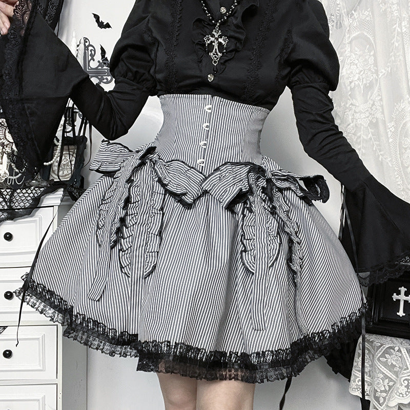 Halloween Autumn Striped Puffy Subculture Dark Skirts