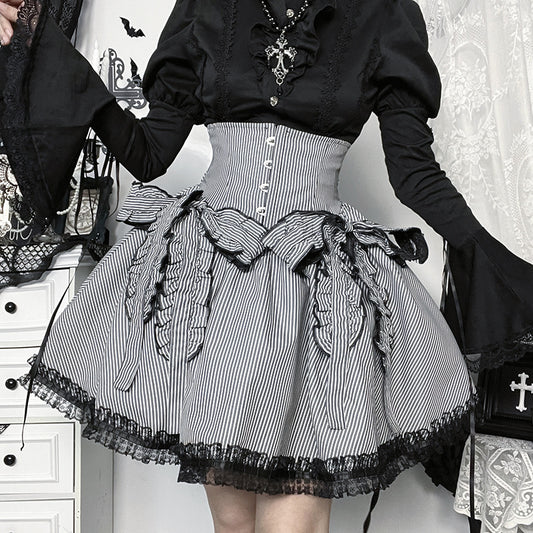 Halloween Autumn Striped Puffy Subculture Dark Skirts