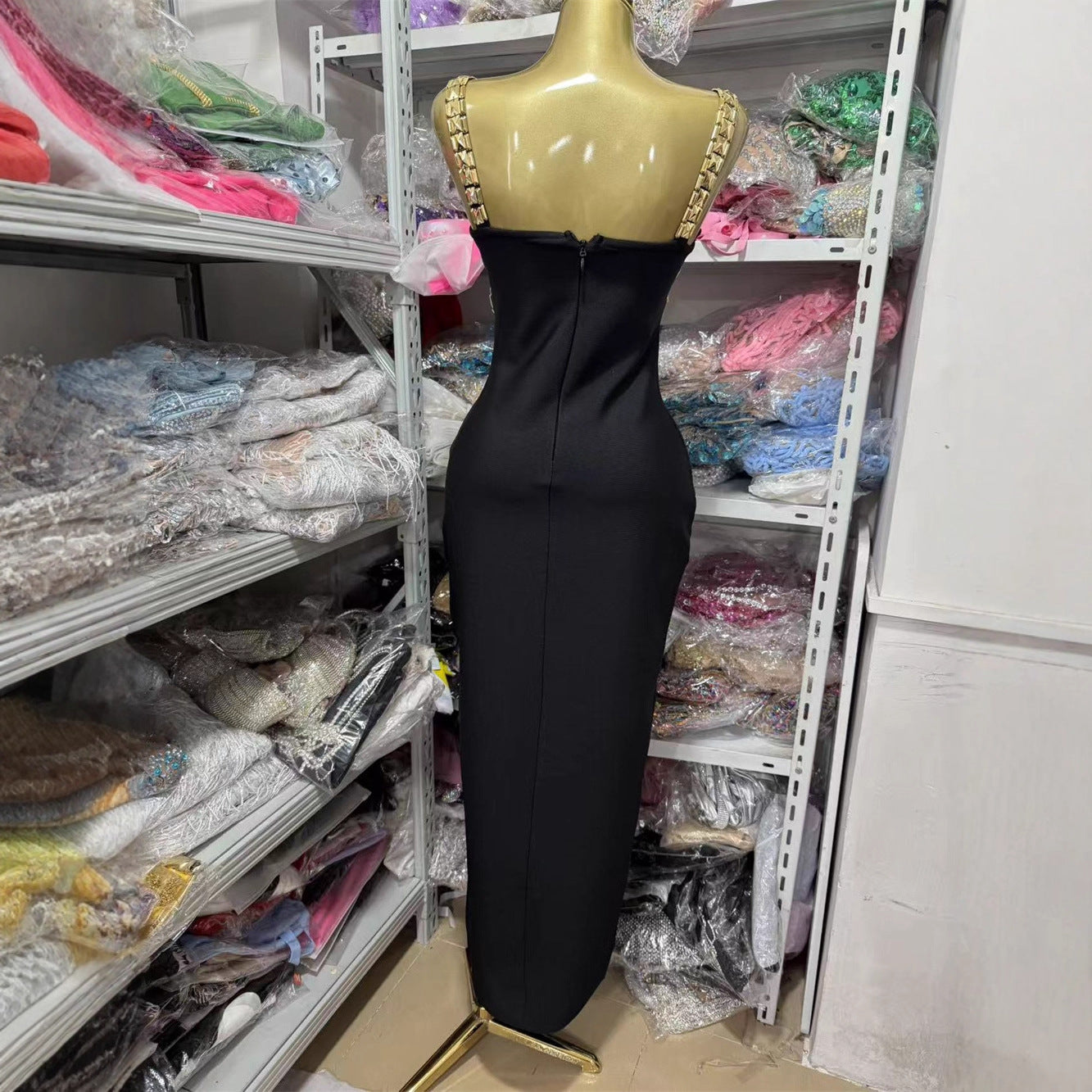 Color Sling Tight Long Slit Dress Dresses