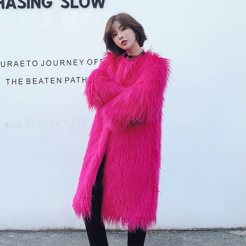 Fur Imitation Tan Wool Lamb Extended Coats