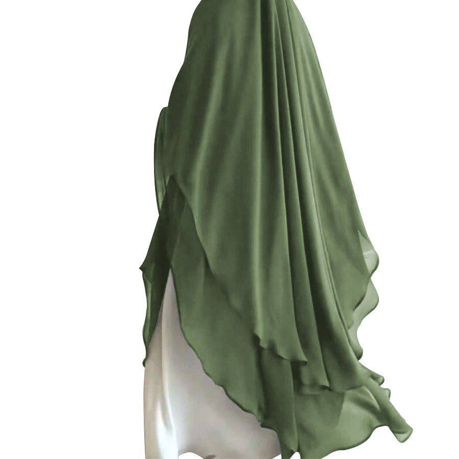 Color Front Rear Chiffon Lengthened Large Swing Scarf Dress