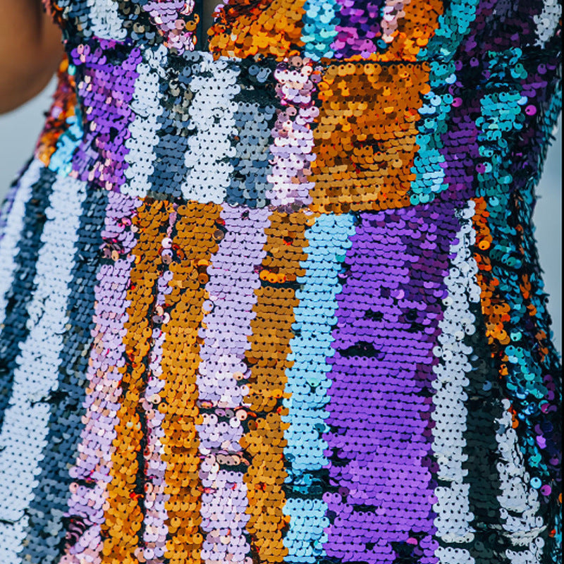 Women's Popular Sleeveless Sequined Summer Cool Jumpsuits