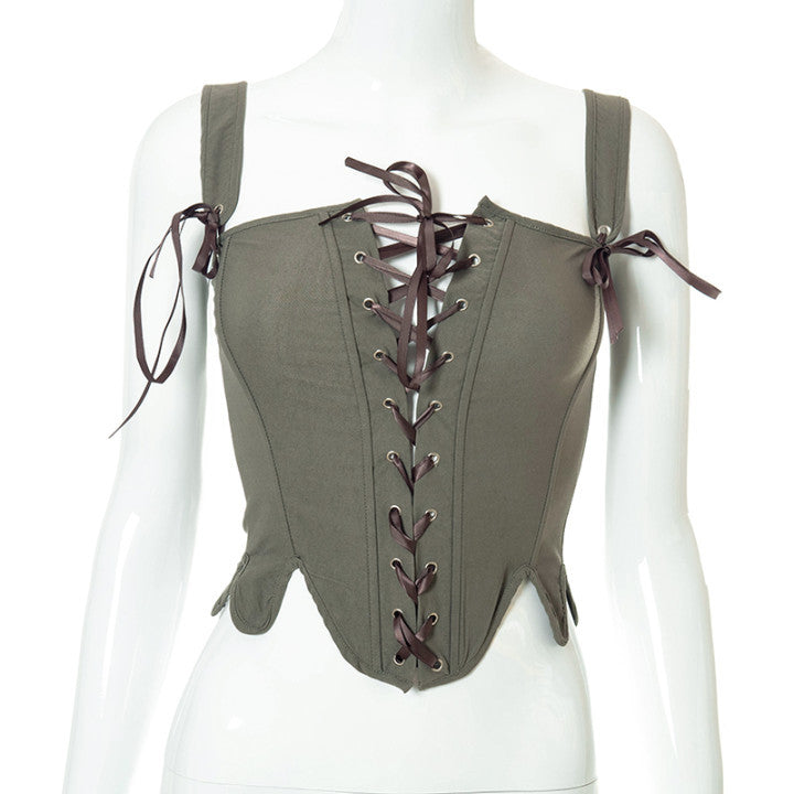 Women's Summer Fashion Tie Fishbone Cinched Waist Blouses