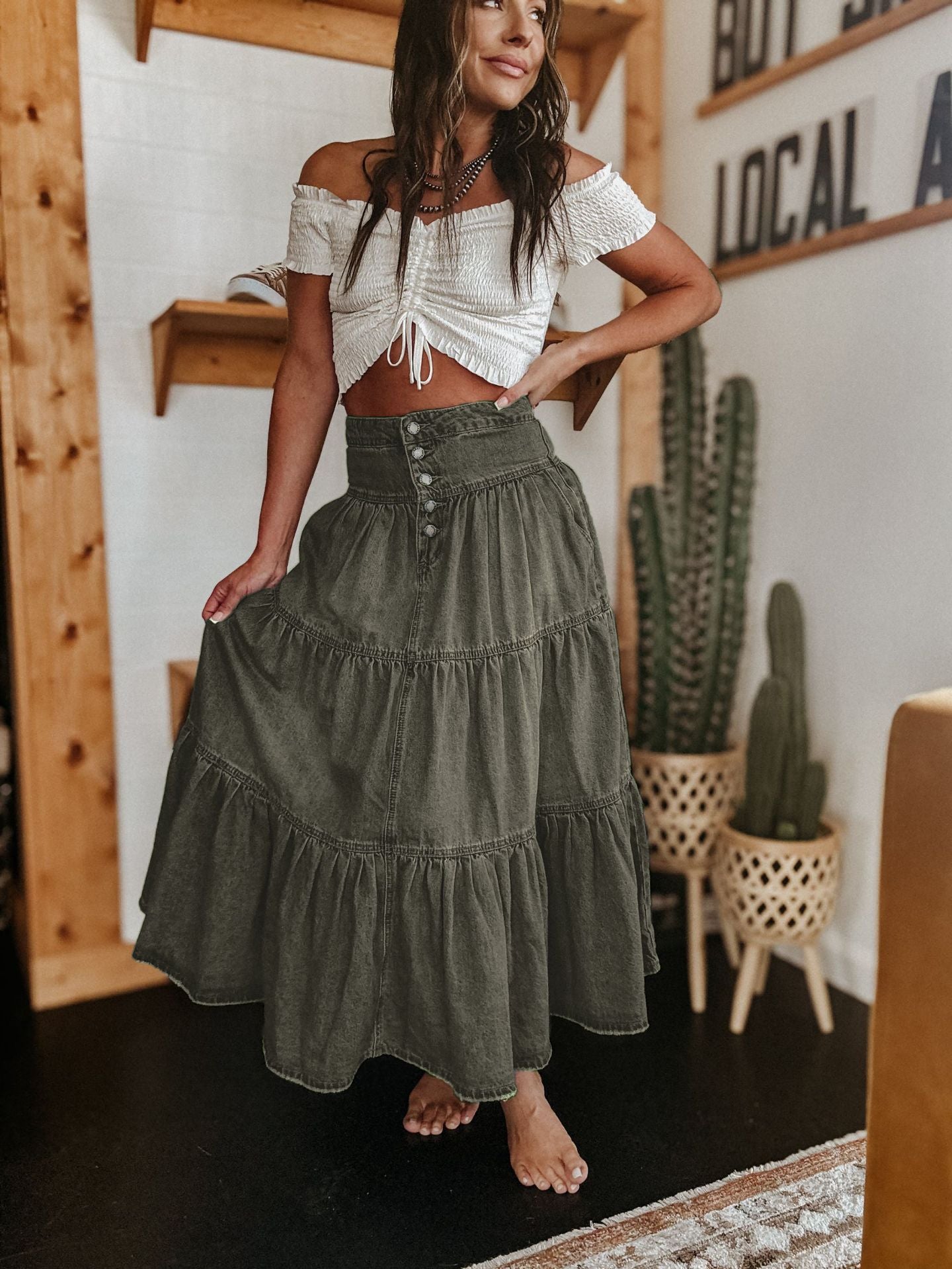 New Attractive Bohemian Layered Cake Denim Skirts